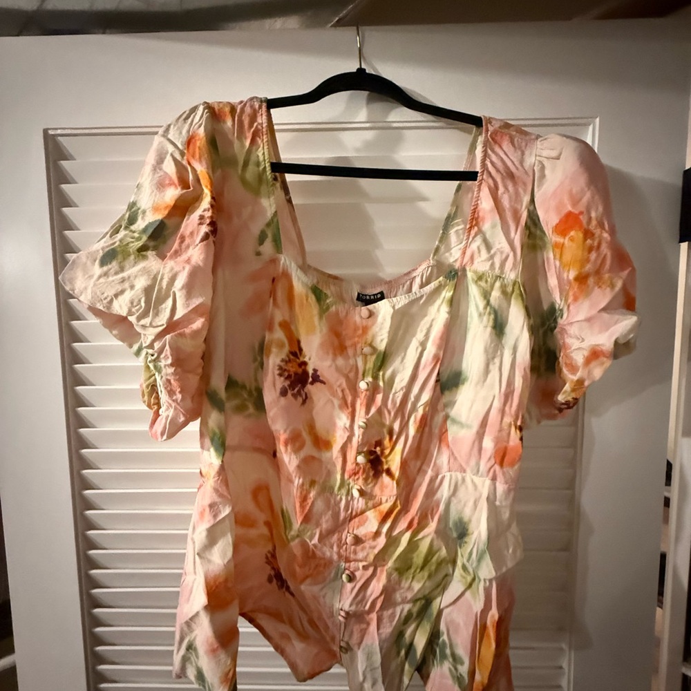 Torrid Floral Button-Front Blouse